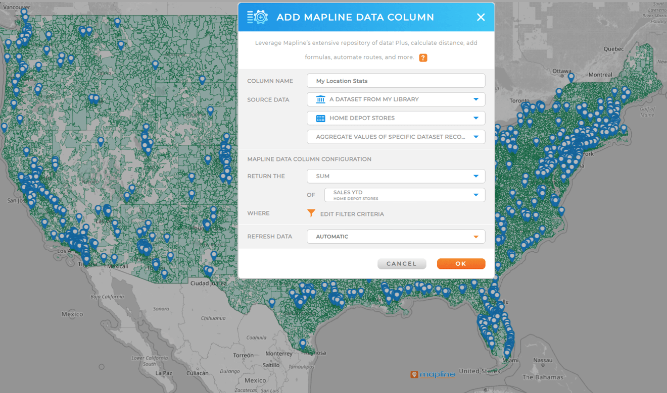 map your data to zip code boundaries in Mapline