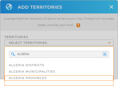 Add Algeria Provinces to your map in Mapline