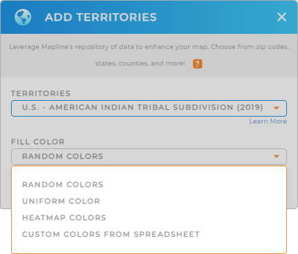 Color-code your American Indian Tribal subdivisions territory map in seconds