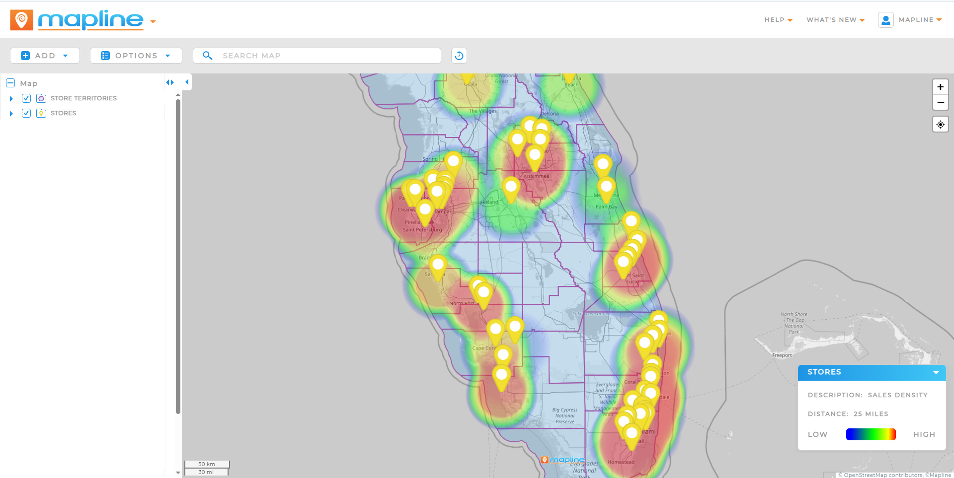 Heat Map of Sales Density
