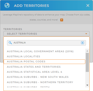 Add Australian Postal Codes to your map in Mapline