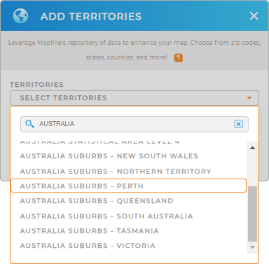 Add Australia Suburbs to your map in Mapline