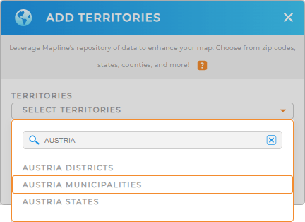 Add Austria Municipalities to your map in Mapline