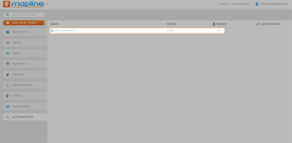 See automation status on the Mapline home page