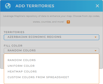 Color-code your Azerbaijan economic regions territory map in seconds