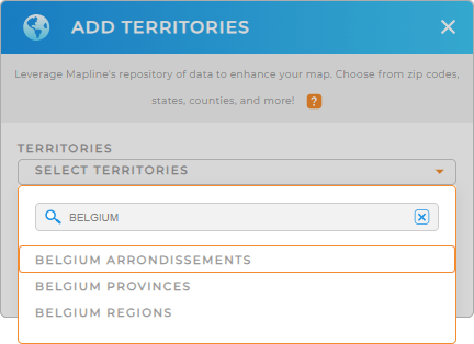 Add Belgium arrondissements to your map in Mapline