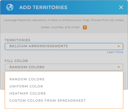 Color-code your Belgium arrondissements territory map in seconds