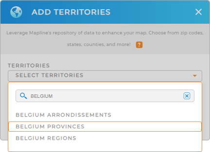 Add Belgium Provinces to your map in Mapline