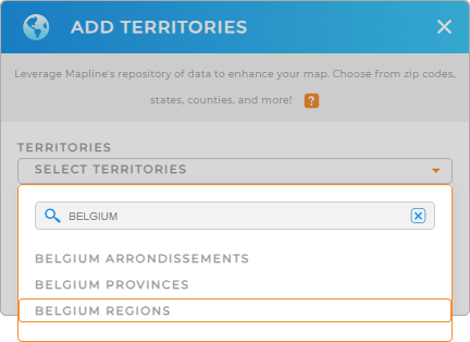 Add Belgium regions to your map in Mapline