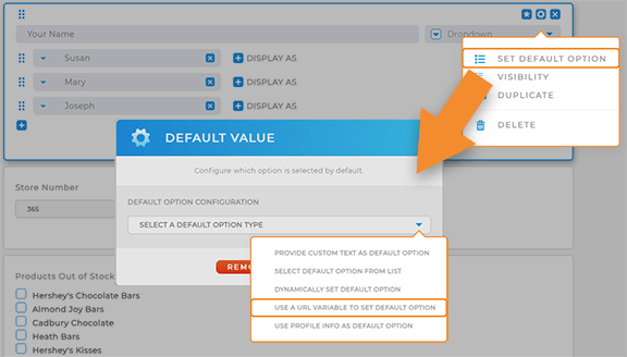 Use URL variables as default form options in Mapline