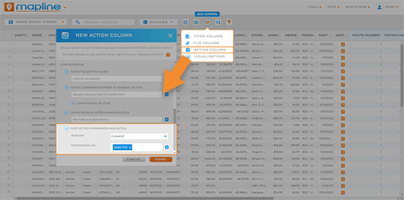 Create post-navigation actions in Mapline