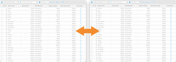 An arrow pointing between two datasets, signifying easily working with data from any dataset in mapline