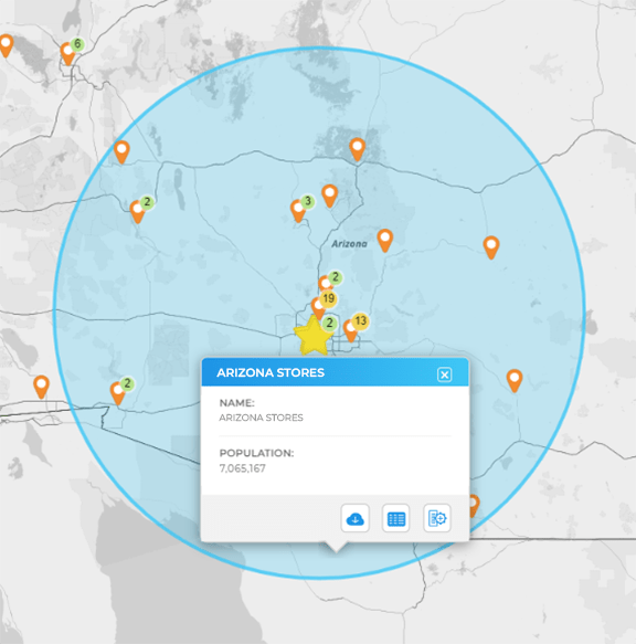 screenshot of a map territory with population data