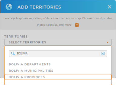 Add Bolivia Provinces to your map in Mapline