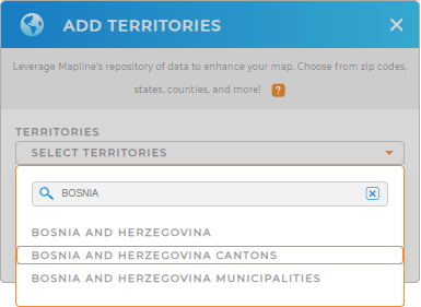 Add Bosnia and Herzegovina Cantons to your map in Mapline