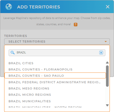 Add Brazil counties to your map in Mapline