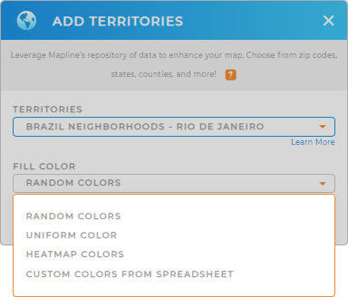 Color-code your Brazil Neighborhoods territory map in seconds