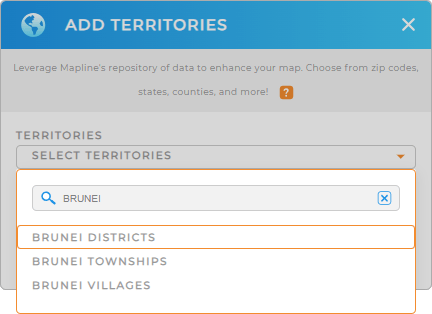 Add Brunei districts to your map in Mapline