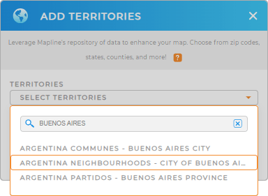 Add Buenos Aires City Neighborhoods to your map in Mapline