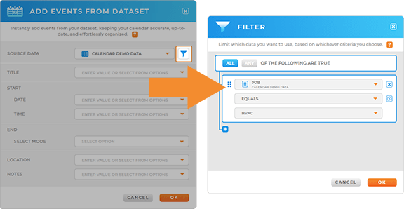 Use filters in Mapline calendars