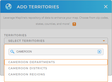 Add Cameroon Departments to your map in Mapline