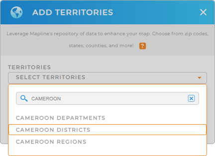 Add Cameroon districts to your map in Mapline