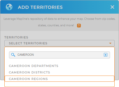 Add Cameroon Regions to your map in Mapline
