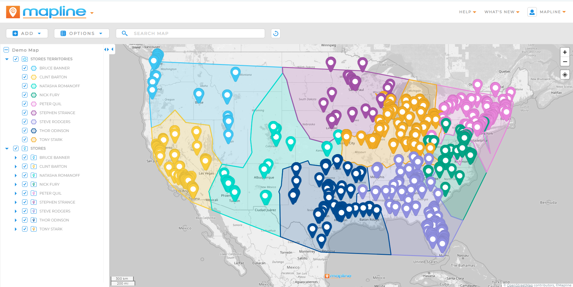 Comparison of different Sales in Each Territory