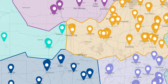 Comparison of different Sales in Each Territory