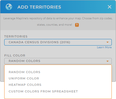 Color-code your Canada census divisions territory map in seconds