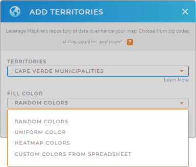 Color-code your Cape Verde municipalities territory map in seconds