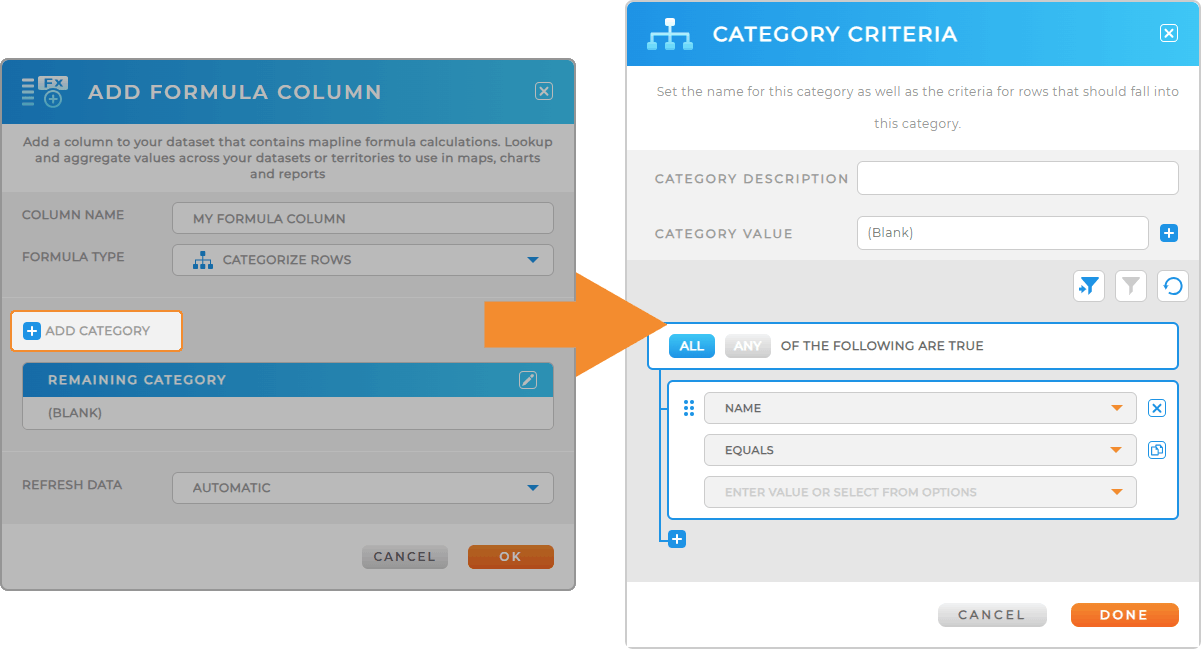 Easily categorize dataset rows in Mapline