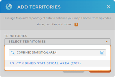 Add U.S. Combined Statistical Areas to your map in Mapline