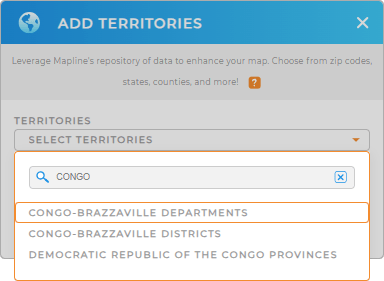 Add Congo-Brazzaville Departments to your map in Mapline
