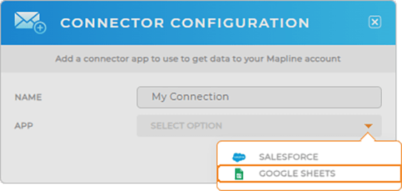 Add a new Connector for Google Sheets in Mapline