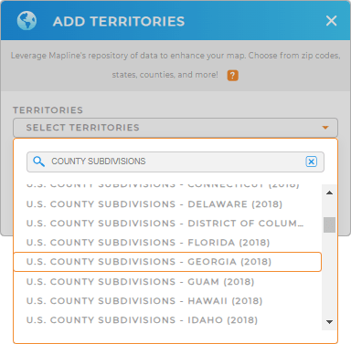Add U.S. county subdivisions to your map in Mapline