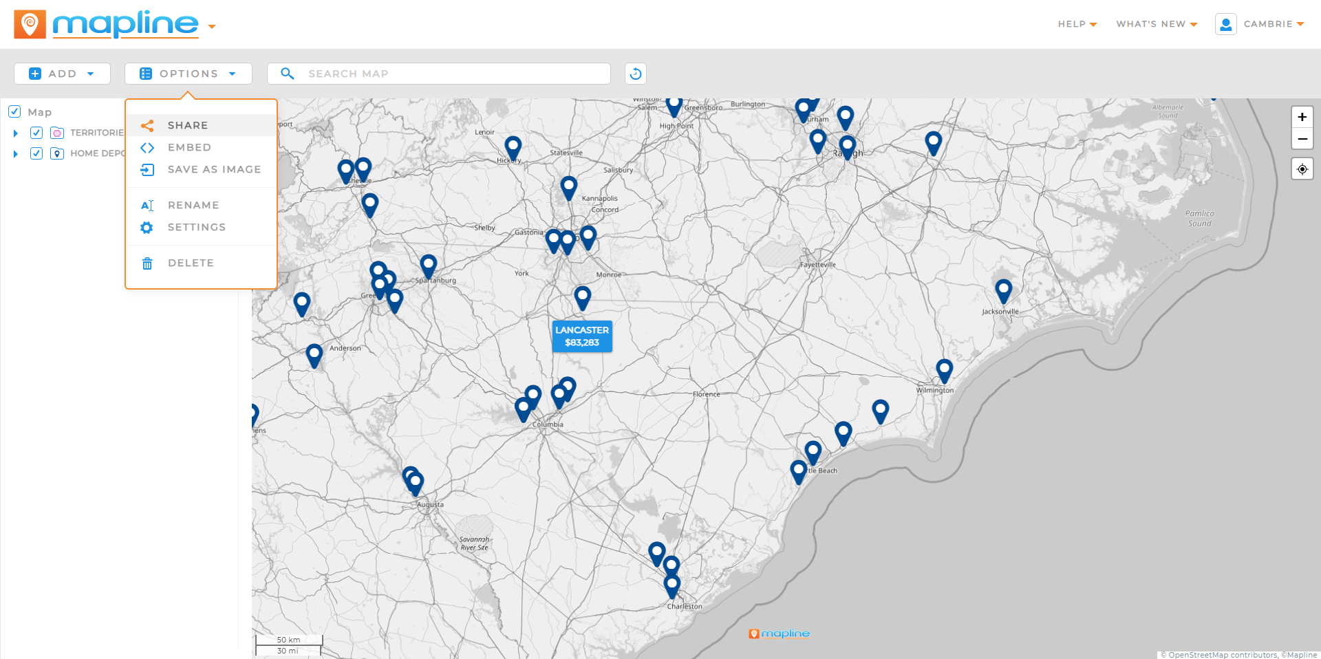 Sharing a Map Image
