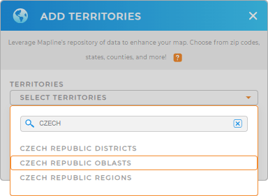 Add Czech Republic oblasts to your map in Mapline