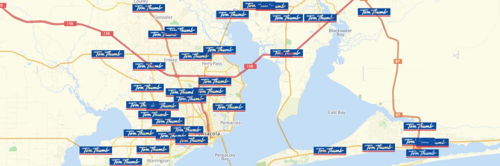 Map of Tom Thumb Locations