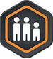 Demographics icon: people inside an orange border