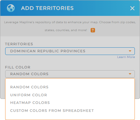 Color-code your Dominican Republic provinces territory map in seconds