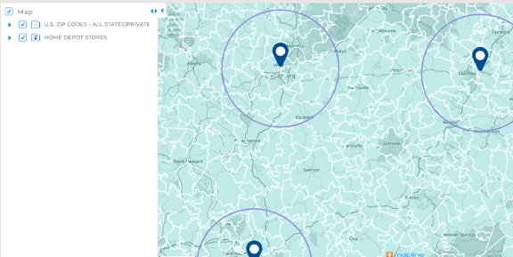 Zip Codes around Pins Image