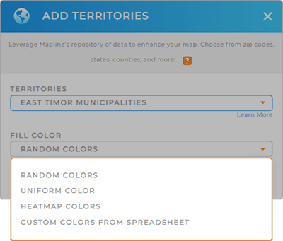 Color-code your East Timor municipality territory map quickly