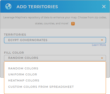 Color-code your Egypt governorates territory map in seconds
