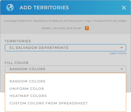 Color-code your El Salvador Departments territory map in seconds

