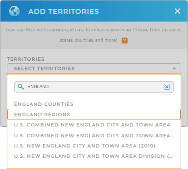 Add England Regions to your map in Mapline