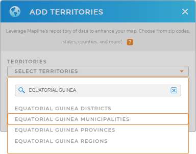 Add Equatorial Guinea municipalities to your map in Mapline