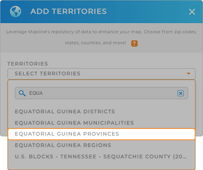 Add Equatorial Guinea provinces to your business map