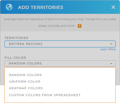 Color-code your Eritrea regions territory map in seconds