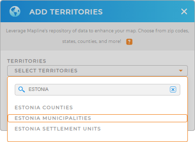 Add Estonia municipalities to your map in Mapline